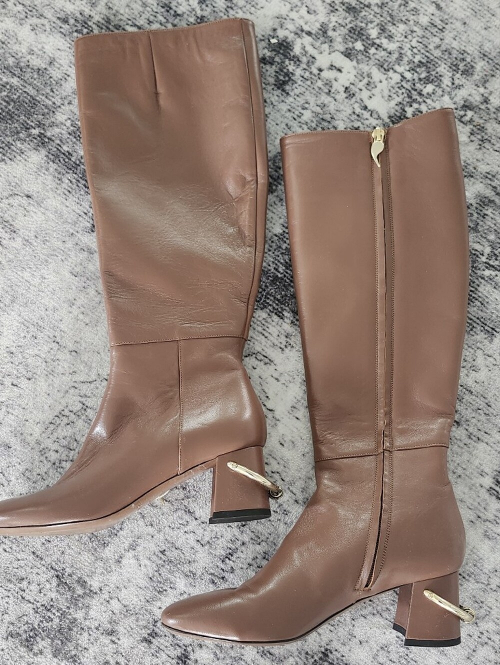 NWOT L'Autre Chose $650 Leather Knee High Boots Size 38 (US 7.5) Light Brown
